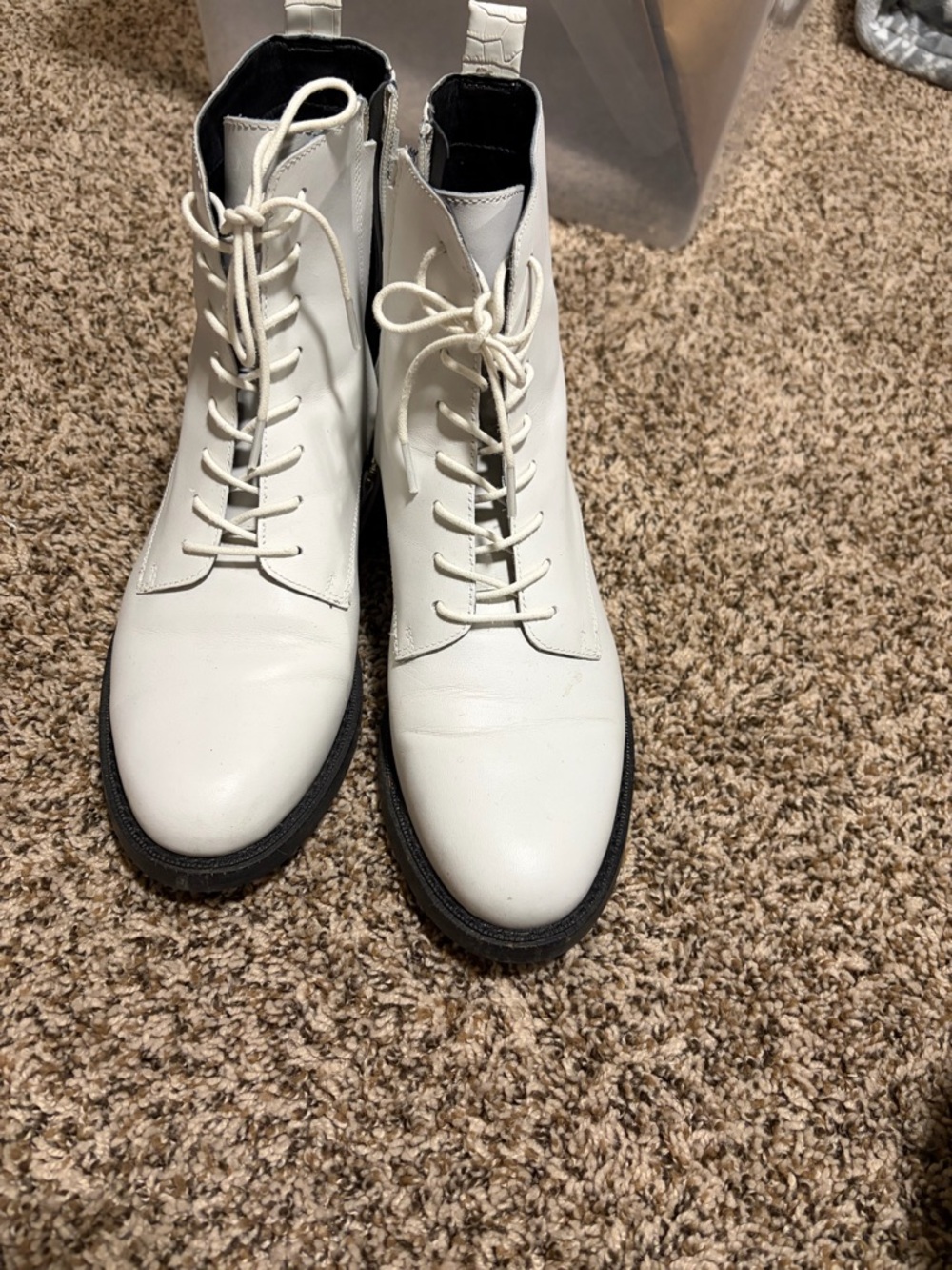 Steve Madden White Lace-Up Ankle Boots
